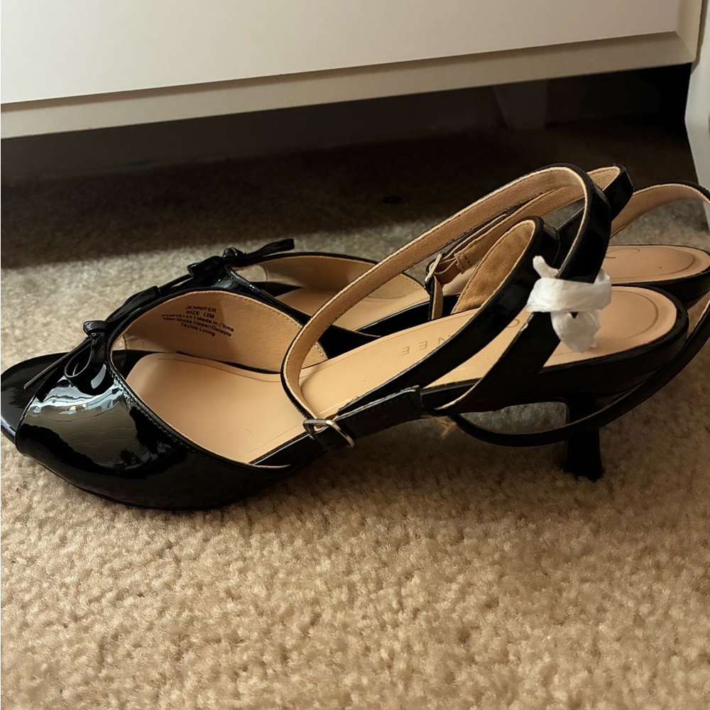 Elegant Black Patent Leather Women's Heels Size 12